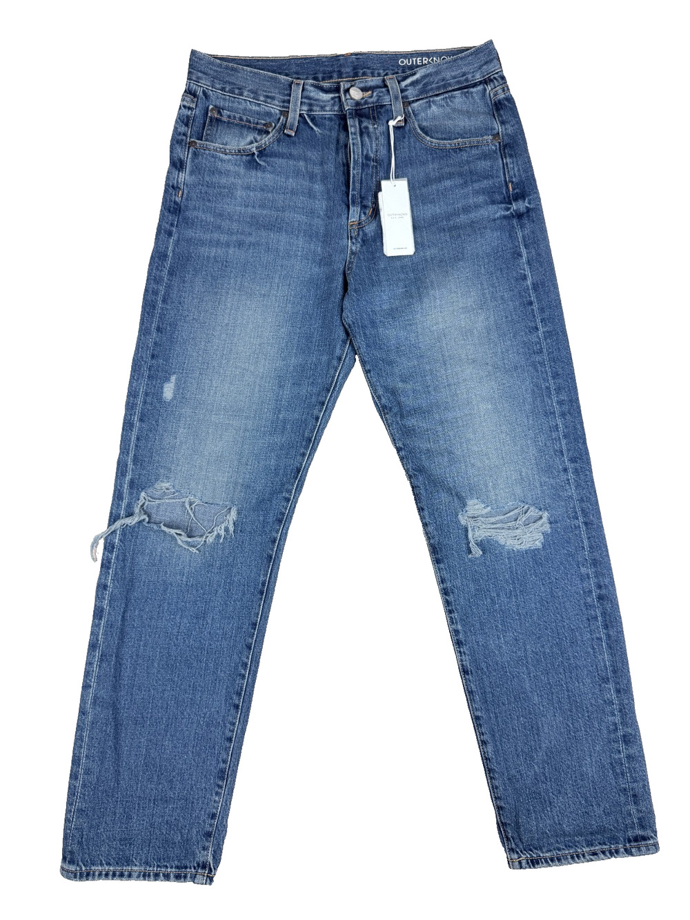 Outerknown S.E.A. Jeans Fillmore Boyfriend Medium Wash Distressed Women's 27